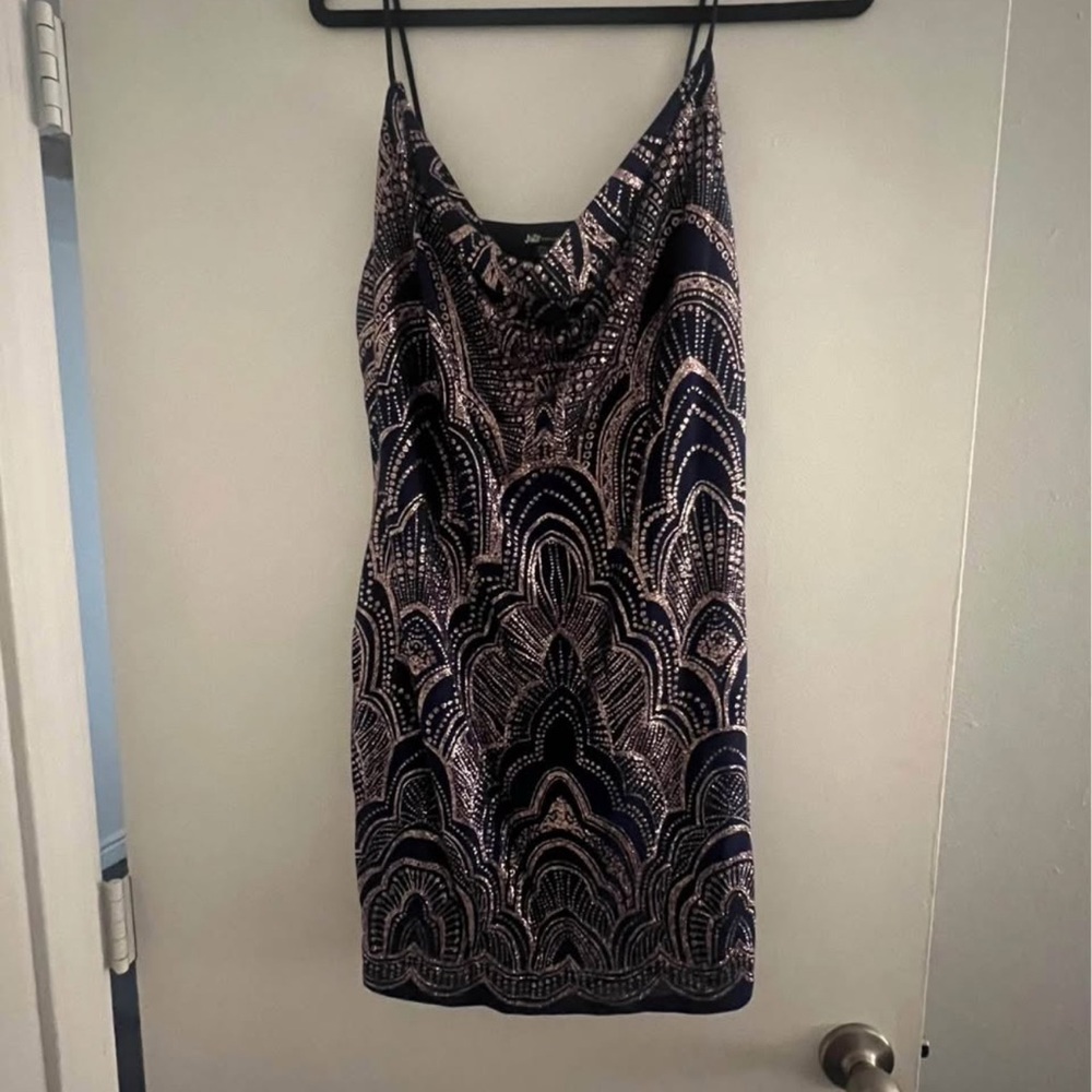 Jump Black and Silver Spaghetti Strap Mini Dress